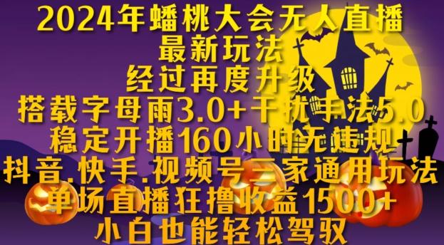 2024年蟠桃大会无人直播最新玩法，稳定开播160小时无违规，<strong>抖音</strong>、快手、视频号三家通用玩法【揭秘】
